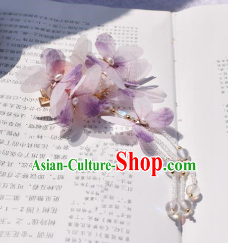 Chinese Ancient Princess Palace Purple Butterfly Hair Claw Hairpins Traditional Handmade Hanfu Hair Accessories for Women