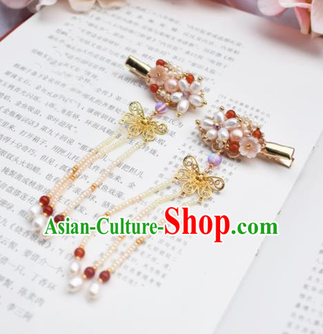 Chinese Ancient Princess Palace Pearls Hair Claws Hairpins Traditional Handmade Hanfu Hair Accessories for Women