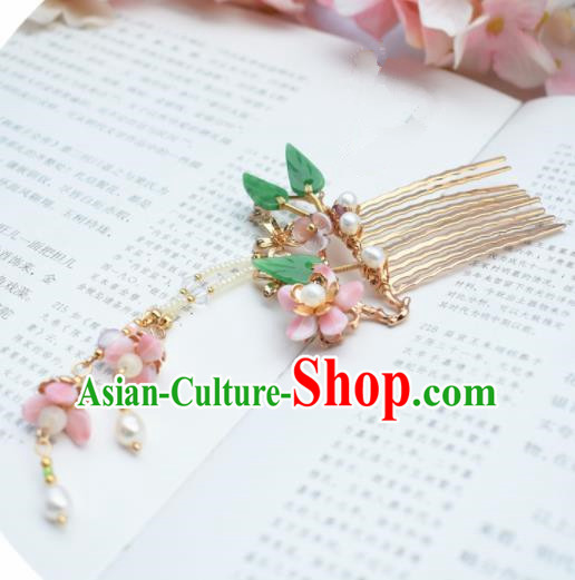 Chinese Ancient Princess Palace Golden Hair Comb Hairpins Traditional Handmade Hanfu Hair Accessories for Women