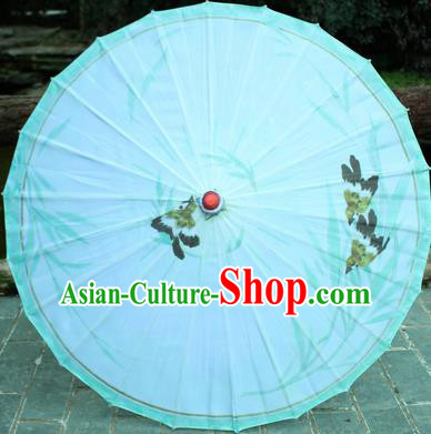 Handmade Chinese Traditional Printing Bamboo Leaf Oiled Paper Umbrellas Ancient Princess Umbrella