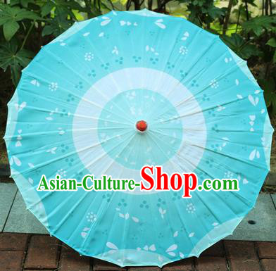 Handmade Chinese Traditional Printing Blue Oiled Paper Umbrellas Ancient Princess Umbrella