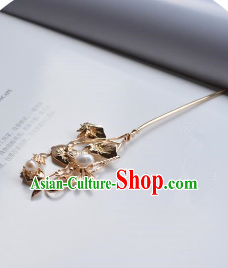 Chinese Ancient Princess Palace Golden Hairpins Traditional Handmade Hanfu Hair Accessories for Women