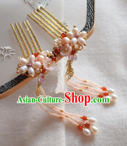 Chinese Ancient Princess Palace Hair Combs Hairpins Traditional Handmade Hanfu Hair Accessories for Women