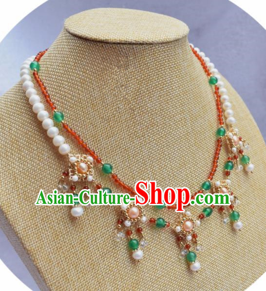 Handmade Chinese Hanfu Tassel Necklace Traditional Ancient Princess Necklet Accessories for Women