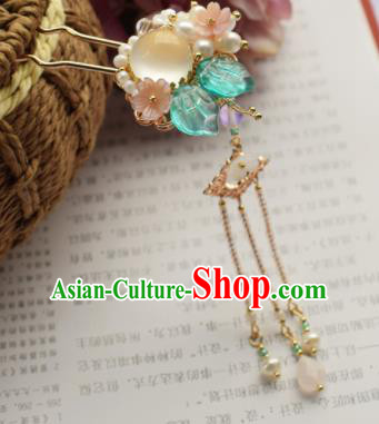 Chinese Ancient Palace Opal Hair Clip Princess Hairpins Traditional Handmade Hanfu Hair Accessories for Women