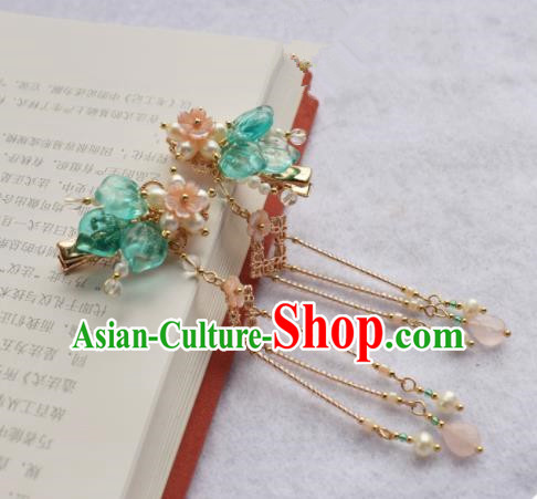 Chinese Ancient Palace Green Leaf Hair Claws Princess Hairpins Traditional Handmade Hanfu Hair Accessories for Women