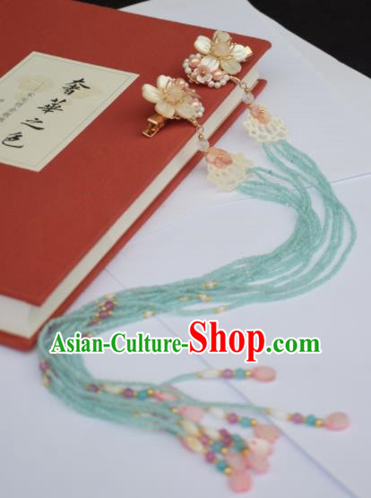 Chinese Ancient Palace Shell Lotus Tassel Hair Claws Princess Hairpins Traditional Handmade Hanfu Hair Accessories for Women