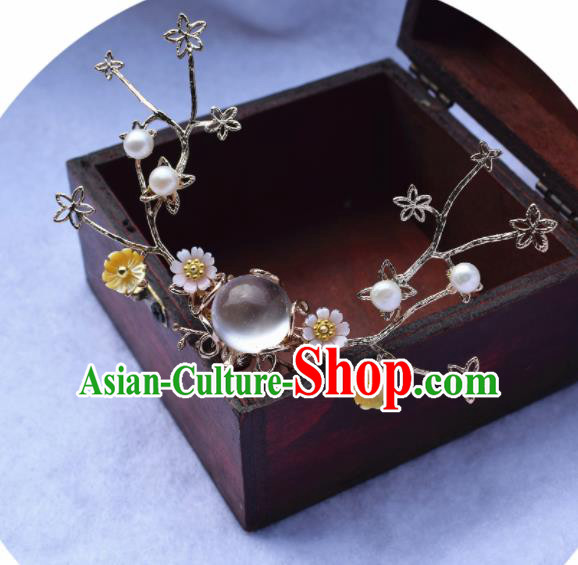 Chinese Ancient Palace Hair Clip Princess Opal Hairpins Traditional Handmade Hanfu Hair Accessories for Women