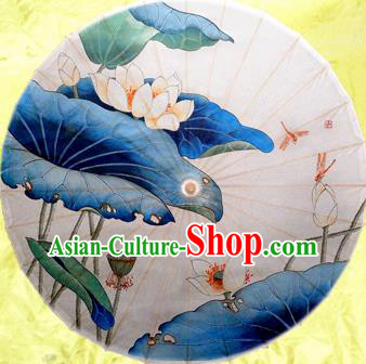 Chinese Ancient Oiled Paper Umbrella Traditional Handmade Printing Lotus Umbrellas