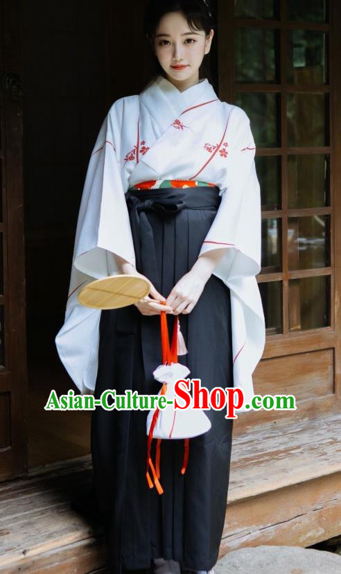 Japanese Handmade Kimono Hakama Costume Japan Traditional Yukata Dress for Women