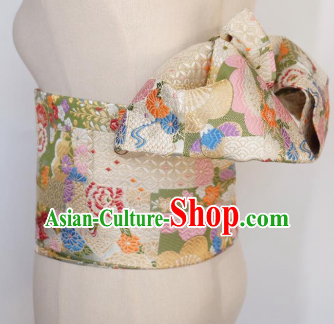 Japanese Handmade Kimono Brocade Waistband Japan Traditional Yukata Belts for Women