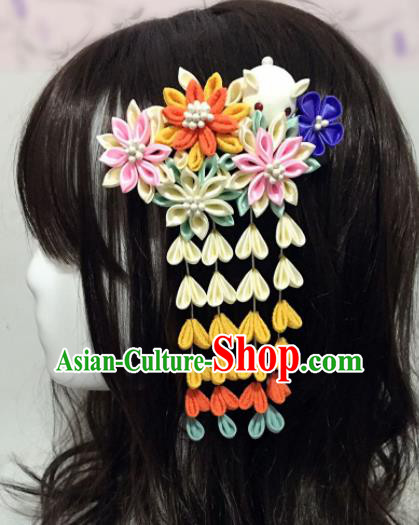 Japan Traditional Yukata Tassel Hair Claw Japanese Handmade Kimono Hair Accessories for Women