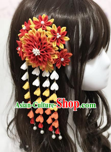 Japan Traditional Geisha Yukata Tassel Hair Claw Japanese Handmade Kimono Hair Accessories for Women