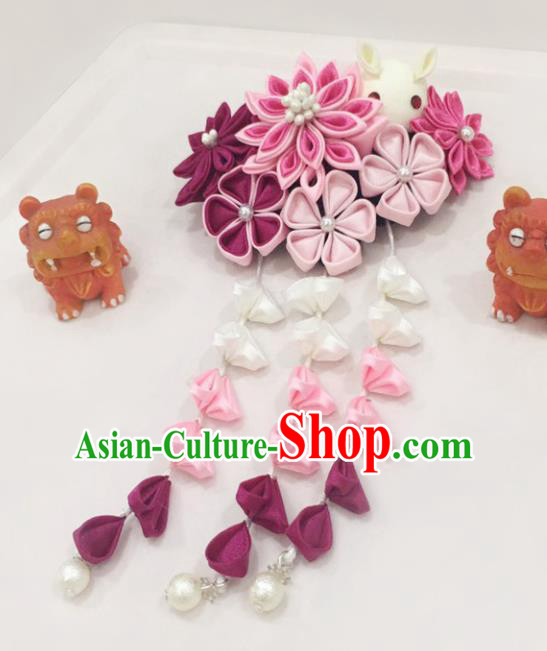 Japanese Traditional Geisha Sakura Tassel Hairpins Japan Handmade Kimono Hair Accessories for Women