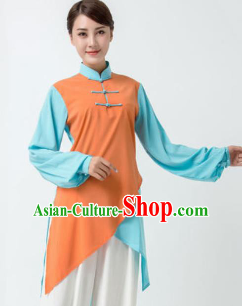 Chinese Traditional Tai Chi Orange Costume Martial Arts Uniform Kung Fu Wushu Clothing for Women