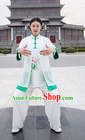 Chinese Traditional Tai Chi Costume Martial Arts Printing Lotus Uniform Kung Fu Wushu Clothing for Women