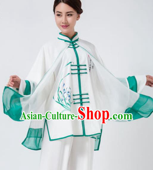 Chinese Traditional Tai Chi Costume Martial Arts Printing Orchid Uniform Kung Fu Wushu Clothing for Women