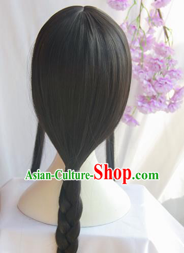 Handmade Chinese Traditional Hanfu Wigs Sheath Ancient Jin Dynasty Imperial Consort Chignon for Women