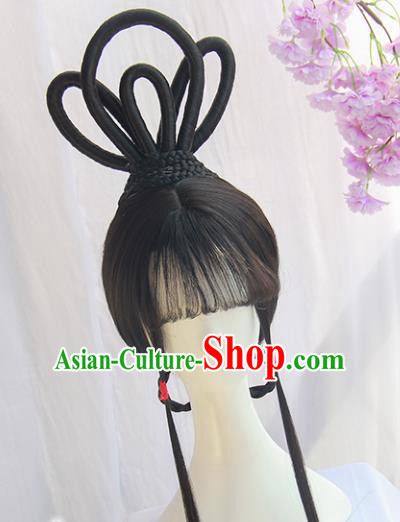 Handmade Chinese Traditional Hanfu Wigs Sheath Ancient Peri Chignon for Women