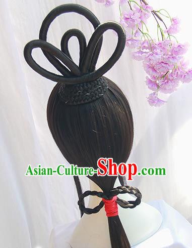 Handmade Chinese Traditional Hanfu Wigs Sheath Ancient Peri Chignon for Women