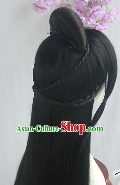 Handmade Chinese Ancient Ming Dynasty Princess Chignon Traditional Hanfu Wigs Sheath for Women