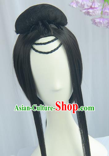 Handmade Chinese Ancient Han Dynasty Imperial Consort Headpiece Chignon Traditional Hanfu Wigs Sheath for Women