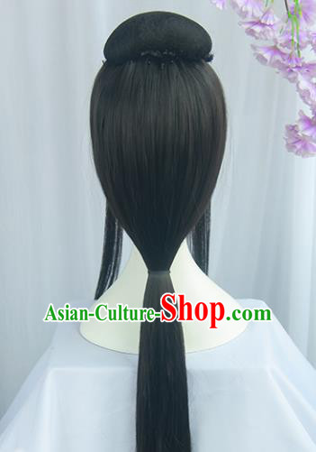 Handmade Chinese Ancient Han Dynasty Imperial Consort Headpiece Chignon Traditional Hanfu Wigs Sheath for Women