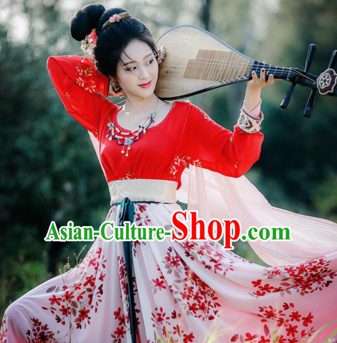 Traditional Chinese Ancient Dunhuang Flying Apsaras Hanfu Dress Tang Dynasty Princess Historical Costume for Women