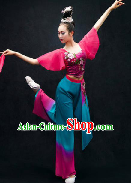 Chinese Folk Dance Yangko Costume Traditional Fan Dance Clothing for Women