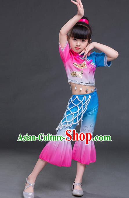 Chinese Folk Dance Stage Performance Costume Traditional Yangko Dance Clothing for Kids