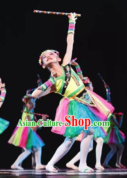 Chinese Miao Nationality Ethnic Dance Costume Traditional Hmong Folk Dance Clothing for Kids