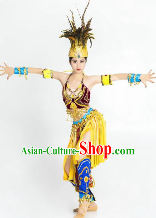 Top Grade Stage Performance Costume Halloween Cosplay Primitive Tribe Dance Clothing and Headwear for Women