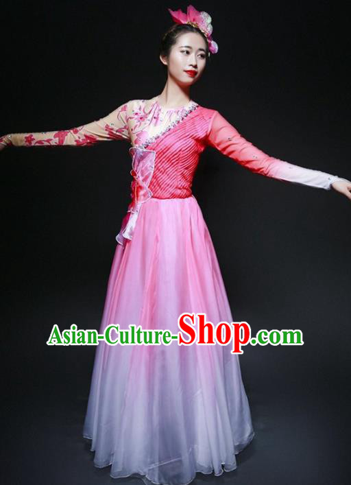 Chinese Classical Dance Stage Performance Costume Traditional Opening Dance Pink Dress for Women