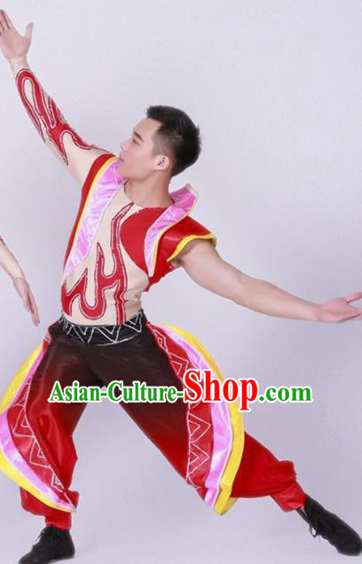 Chinese Folk Dance Costume Traditional Drum Dance Stage Performance Clothing for Men