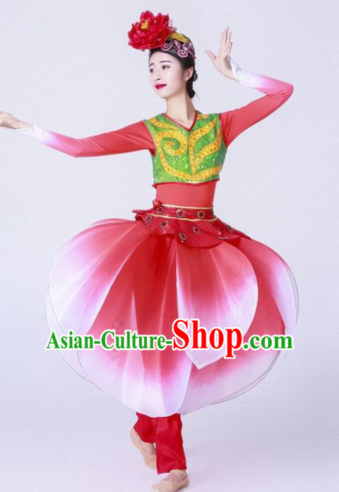 Chinese Folk Dance Yangko Stage Performance Red Costume Traditional Lantern Dance Clothing for Women