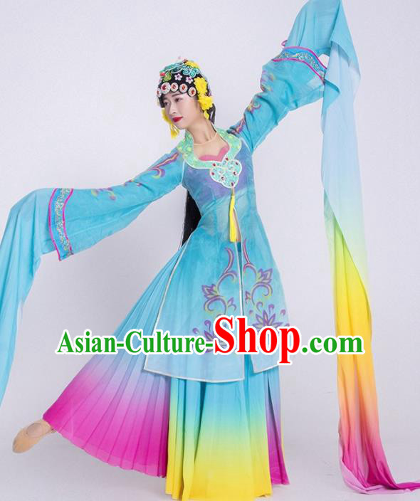 Chinese Classical Dance Costume Traditional Beijing Opera Stage Performance Blue Dress for Women