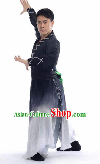Chinese Classical Dance Grey Costume Traditional Drum Dance Yangko Stage Performance Clothing for Men