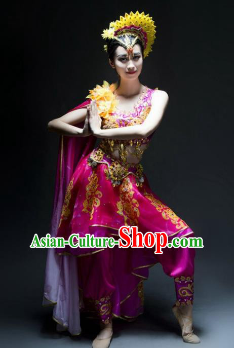 Indian Traditional Dance Costume Oriental Belly Dance Rosy Dress for Women