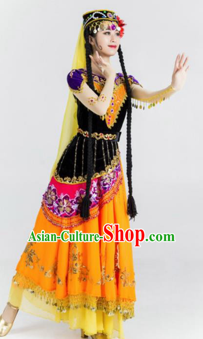 Chinese Traditional Uyghur Nationality Ethnic Dance Costume Uigurian Minority Folk Dance Dress for Women