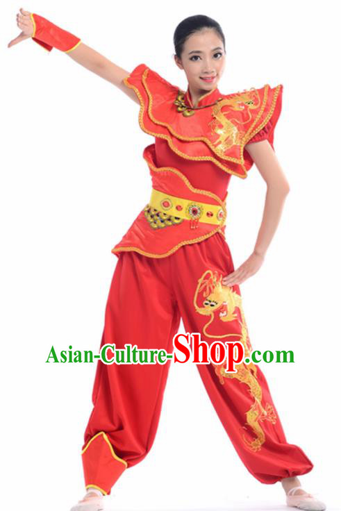 Chinese Traditional Yangko Stage Performance Red Costume Folk Dance Drum Dance Clothing for Women