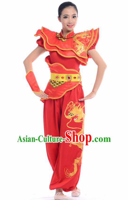 Chinese Traditional Yangko Stage Performance Red Costume Folk Dance Drum Dance Clothing for Women