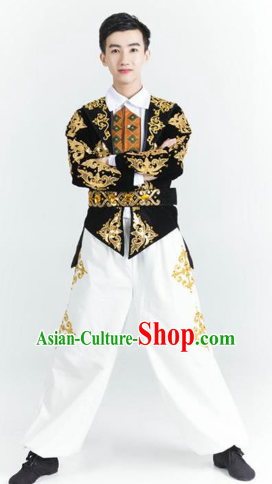 Chinese Uyghur Nationality Stage Performance Ethnic Dance Costume Traditional Uigurian Minority Folk Dance Clothing for Men