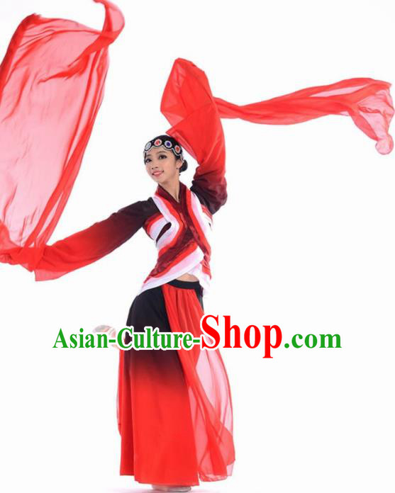 Chinese Classical Dance Beijing Opera Red Dress Traditional Umbrella Dance Stage Performance Costume for Women