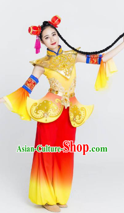 Chinese Traditional Yangko Stage Performance Costume Folk Dance Drum Dance Clothing for Women