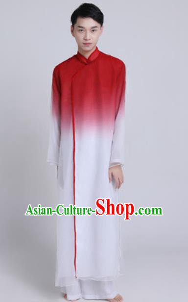 Chinese Traditional Classical Dance Stage Performance Costume Folk Dance Wine Red Clothing for Men