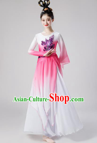 Chinese Traditional Classical Dance Pink Dress Umbrella Dance Lotus Dance Stage Performance Costume for Women