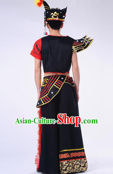 Chinese Yi Nationality Ethnic Dance Costume Traditional Minority Folk Dance Clothing for Men