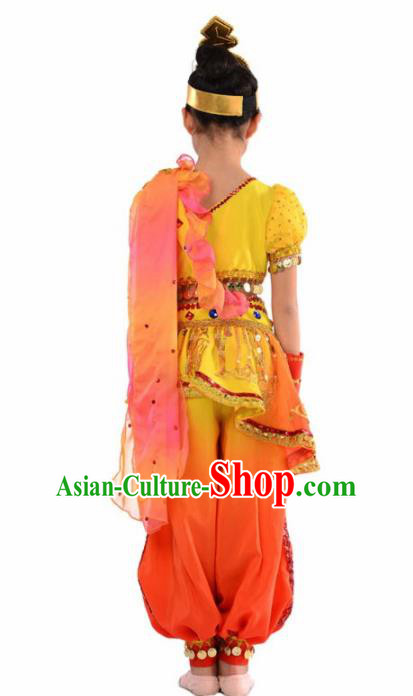 Indian Nationality Ethnic Costume Traditional Minority Folk Dance Stage Performance Clothing for Kids
