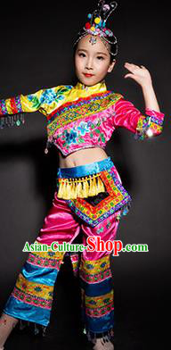 Chinese She Nationality Ethnic Stage Performance Costume Traditional Minority Folk Dance Clothing for Kids