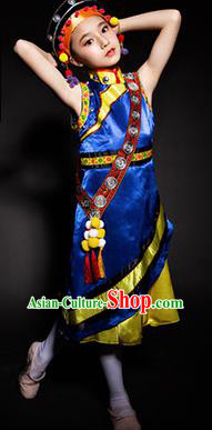 Chinese Li Li Nationality Ethnic Stage Performance Costume Traditional Minority Folk Dance Clothing for Kids